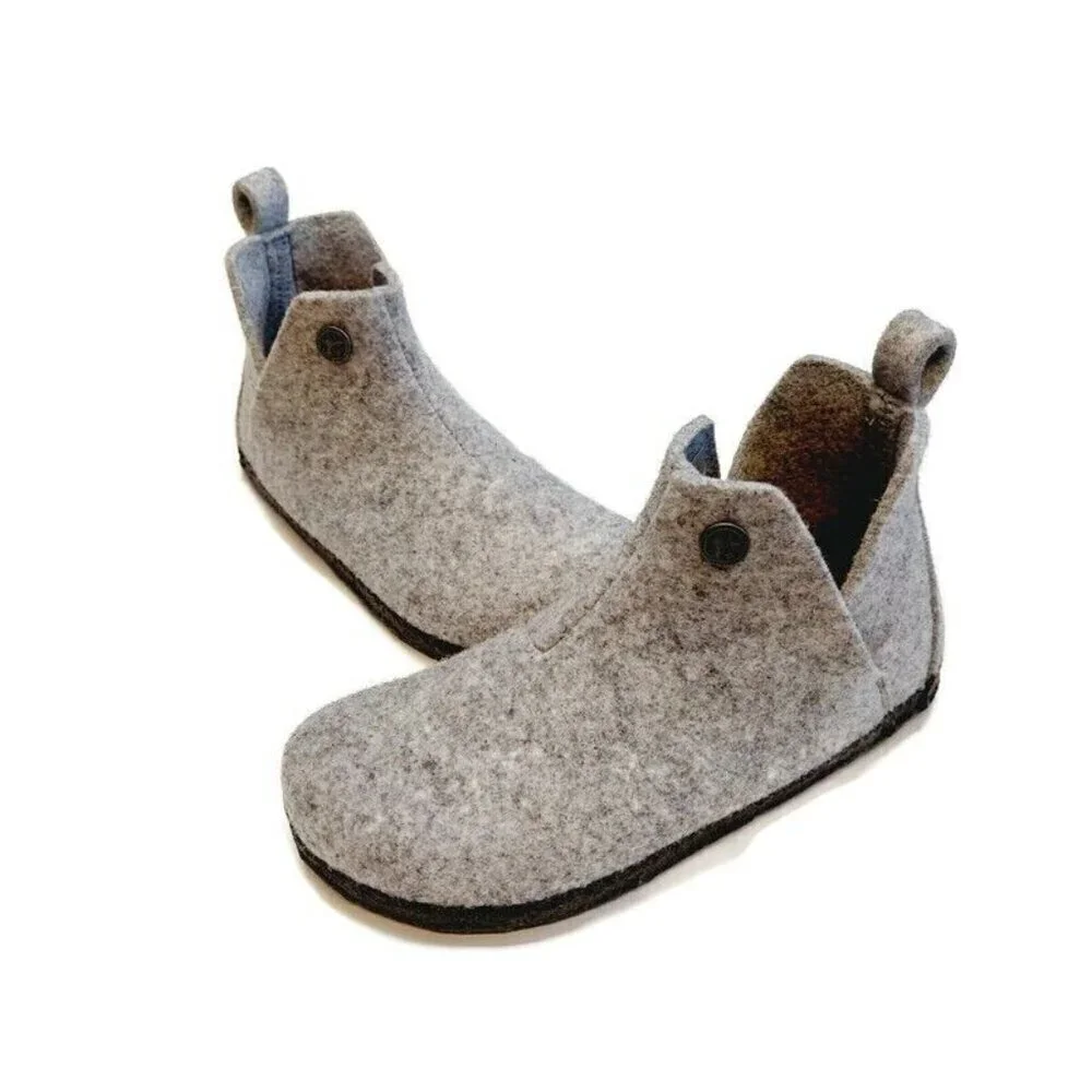 Birkenstock Andermatt Kids Slipper Bootie Size L1 EU 32 Wool Light Gray Narrow